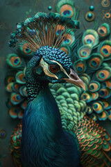 Stunning fantasy peacock illustration showcasing the beauty and majesty of these magnificent birds.