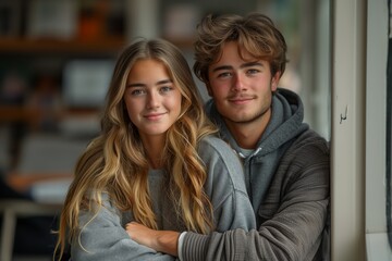 Young couple with blue eyes and blond hair