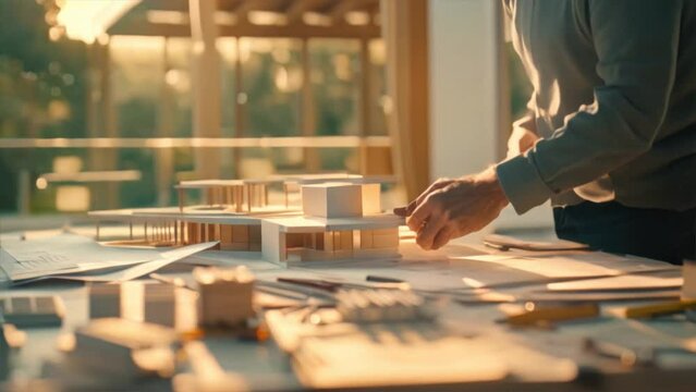 close up of a person design model house achitecture