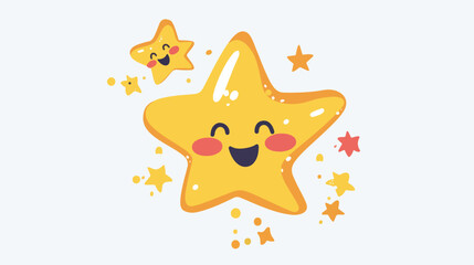 Shooting star funny character. Falling star smile