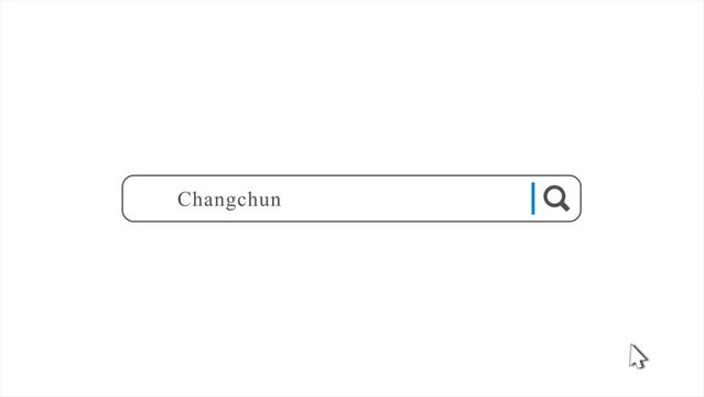 Changchun in Search Animation. Internet Browser Searching