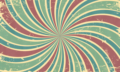 Retro Curved Sunburst Pattern Scratched Grain Vector Wallpaper