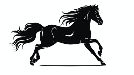 Obraz na płótnie Canvas Silhouette of a rearing horse. Black silhouette
