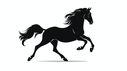 Silhouette of a rearing horse. Black silhouette