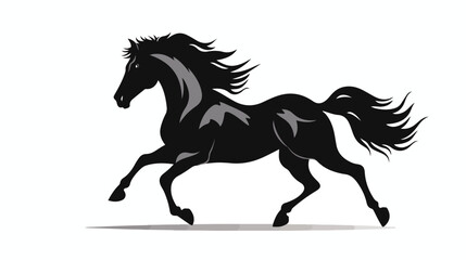 Silhouette of a rearing horse. Black silhouette