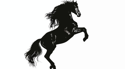 Obraz na płótnie Canvas Silhouette of a rearing horse. Black silhouette
