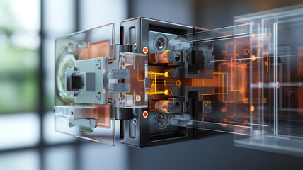 Fototapeta premium A computer chip is shown in a 3D image with a black background