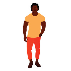 Handsome black man in elegant art style vector