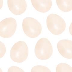 Seamless pattern with easter eggs, hand drawn illustration in watercolor style