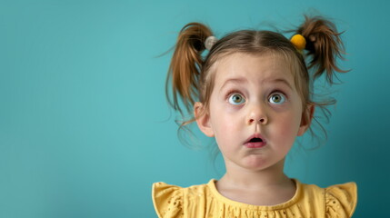 Little girl’s humorous expression, great for fun educational content and parenting.