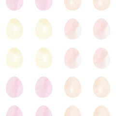Seamless pattern with easter eggs, hand drawn illustration in watercolor style