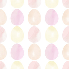 Seamless pattern with easter eggs, hand drawn illustration in watercolor style