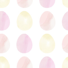 Seamless pattern with easter eggs, hand drawn illustration in watercolor style