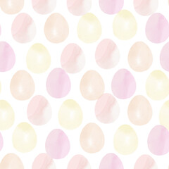 Seamless pattern with easter eggs, hand drawn illustration in watercolor style