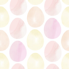 Seamless pattern with easter eggs, hand drawn illustration in watercolor style