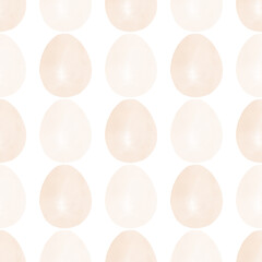 Seamless pattern with easter eggs, hand drawn illustration in watercolor style