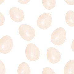 Seamless pattern with easter eggs, hand drawn illustration in watercolor style