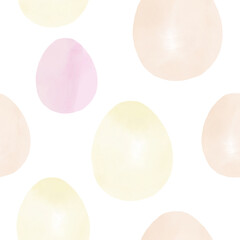 Seamless pattern with easter eggs, hand drawn illustration in watercolor style