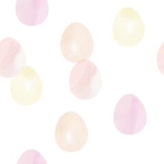 Seamless pattern with easter eggs, hand drawn illustration in watercolor style