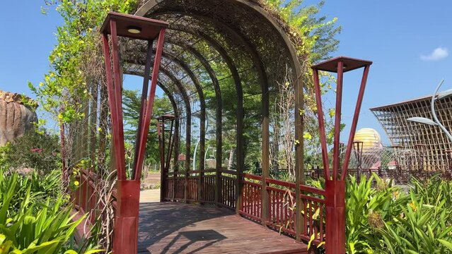 Vietnam Grand World Phu Quoc. famous entertainment, entertainment and shopping complex in Phu Quoc, Kien Giang province, VN. Colorful buildings like in Venice Italy in city Grand World