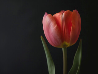 Fototapeta premium A single red flower is the main focus of the image