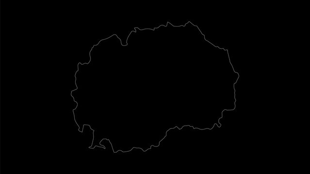 Macedonia map vector illustration. Drawing with a white line on a black background.