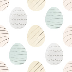 Seamless pattern with easter eggs, hand drawn illustration in watercolor style