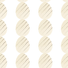Seamless pattern with easter eggs, hand drawn illustration in watercolor style
