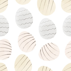 Seamless pattern with easter eggs, hand drawn illustration in watercolor style