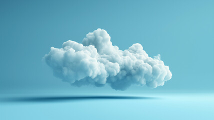 A large cloud floating in the sky above a blue background