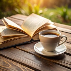 cup of coffee and open book, World Book Day design, book lovers month and education learning concept