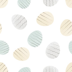 Seamless pattern with easter eggs, hand drawn illustration in watercolor style