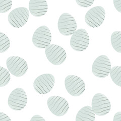 Seamless pattern with easter eggs, hand drawn illustration in watercolor style