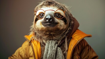 Fototapeta premium sloth in glasses. selective focus