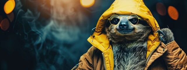 Fototapeta premium sloth in glasses. selective focus