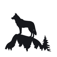 coyote,wolf on hill logo design,silhouette,element for vintage logo.conceptual illustrator vector