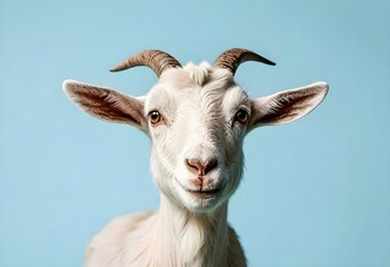 Beautiful Goat for Eid al adha on simple Blue background - obrazy, fototapety, plakaty