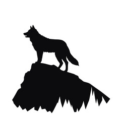 coyote,wolf on hill logo design,silhouette,element for vintage logo.conceptual illustrator vector
