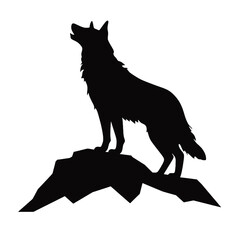 coyote,wolf on hill logo design,silhouette,element for vintage logo.conceptual illustrator vector