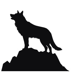 coyote,wolf on hill logo design,silhouette,element for vintage logo.conceptual illustrator vector