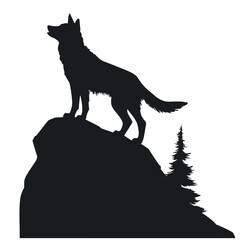 coyote,wolf on hill logo design,silhouette,element for vintage logo.conceptual illustrator vector