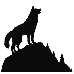 coyote,wolf on hill logo design,silhouette,element for vintage logo.conceptual illustrator vector