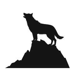 coyote,wolf on hill logo design,silhouette,element for vintage logo.conceptual illustrator vector