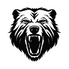 Hand drawn Bear Head illustration. Vintage woodcut engraving style vector illustration. Black and white versions.