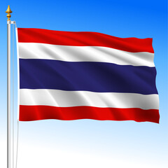 Thailand, official national waving flag, asiatic country, vector illustration