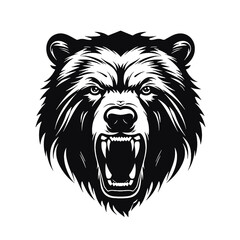 Hand drawn Bear Head illustration. Vintage woodcut engraving style vector illustration. Black and white versions.