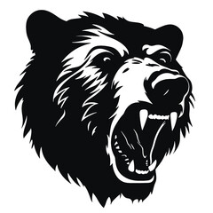 Hand drawn Bear Head illustration. Vintage woodcut engraving style vector illustration. Black and white versions.