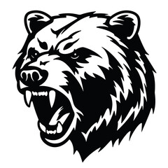 Hand drawn Bear Head illustration. Vintage woodcut engraving style vector illustration. Black and white versions.