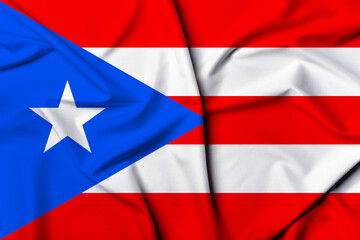 Beautifully waving and striped Puerto Rico flag, flag background texture with vibrant colors and fabric background