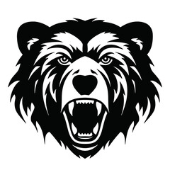 Hand drawn Bear Head illustration. Vintage woodcut engraving style vector illustration. Black and white versions.